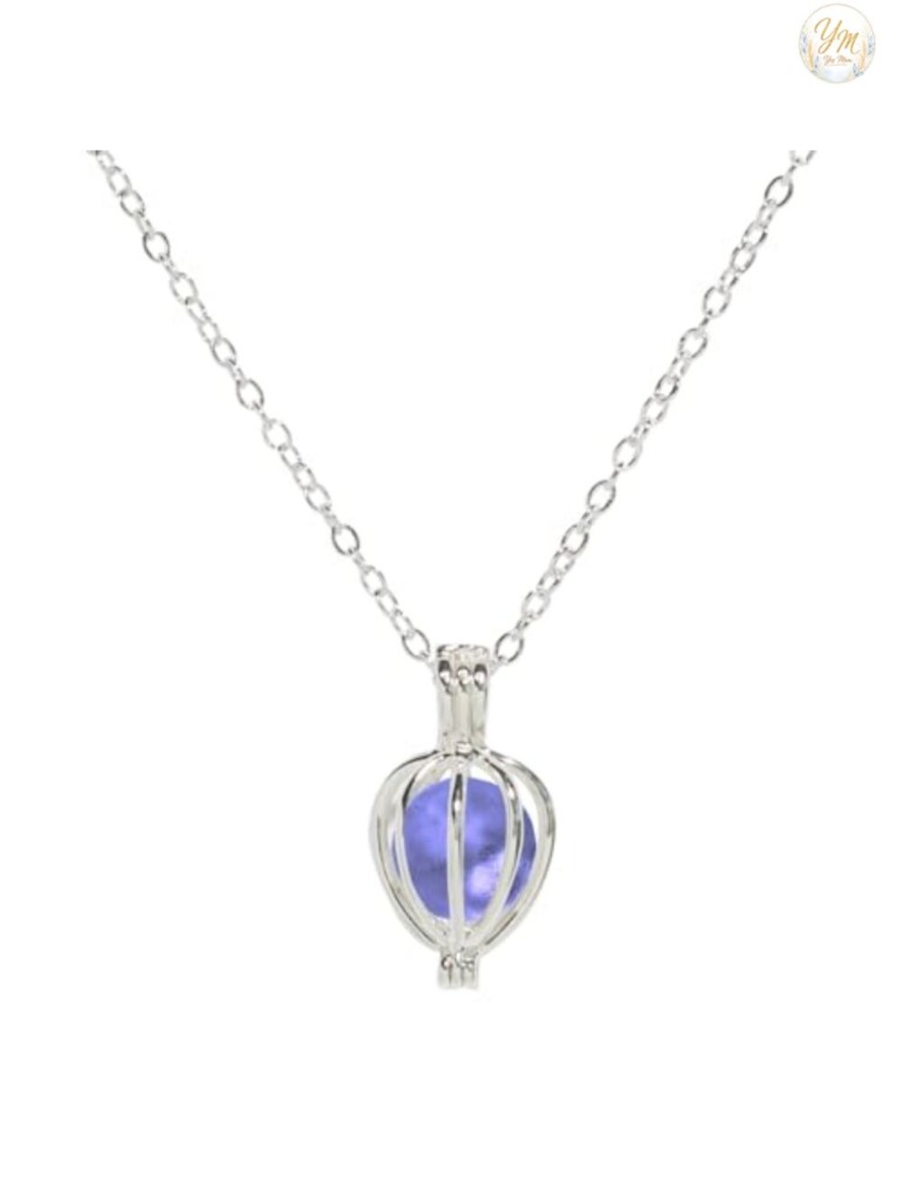 Handmade Recycled Glass Drop Necklace Silver Plated Brass 18"